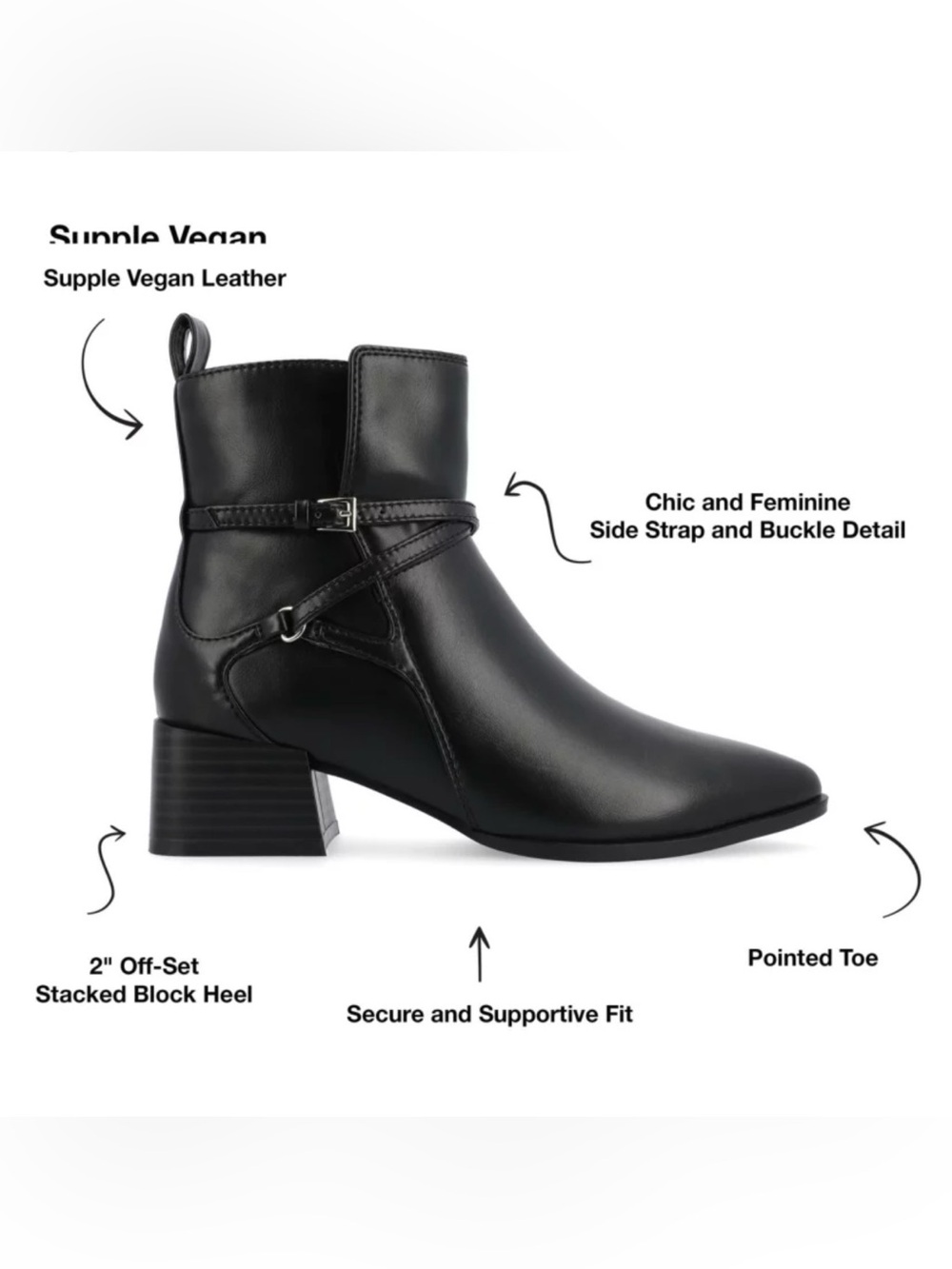 ANNE KLEIN Women's Black Ankle Boots with 2 Inch Low Block Heel. Perfect! ๐ - Picture 7 of 8